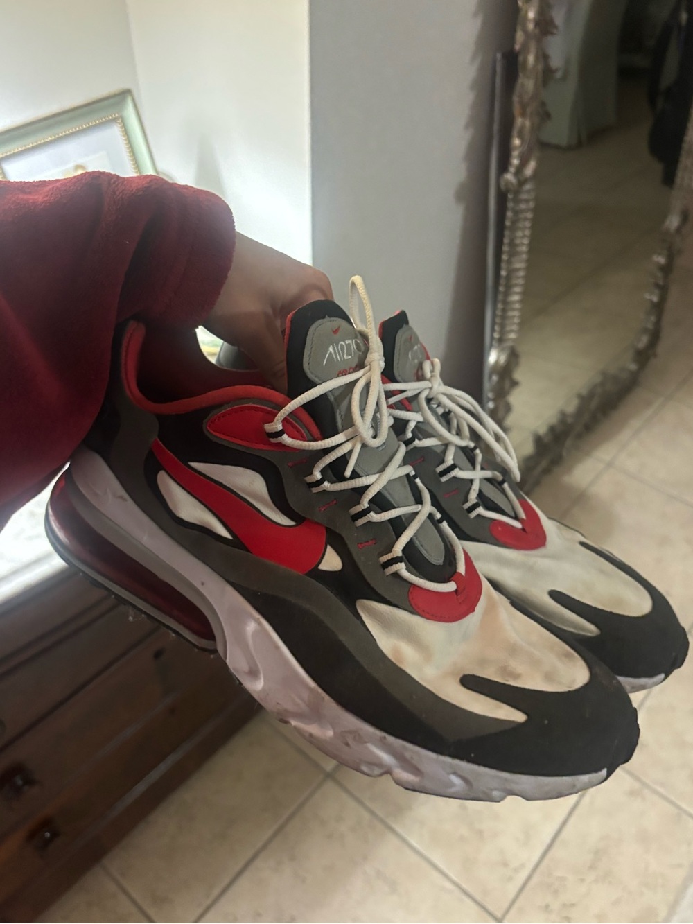 Nike Men's Air Max 270 React Sneakers - Red, Black, Gray, White